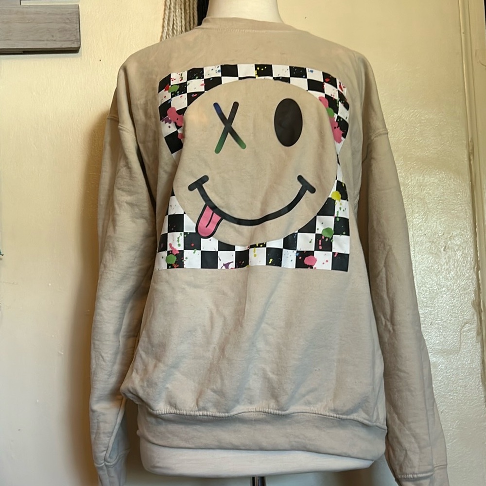 Unisex Crewneck Smiley Face Sweater